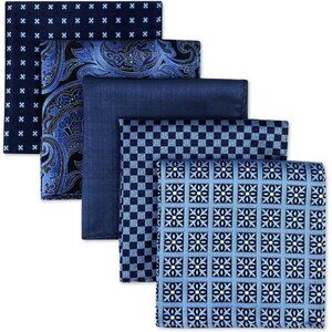 Assorted 5 Pieces Mens Silk Pocket Squares Handkerchiefs Set Lot